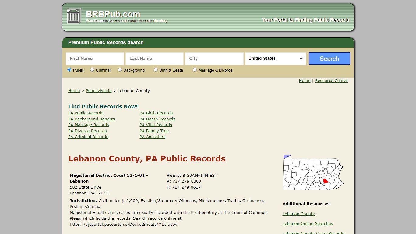 Lebanon County Public Records | Search Pennsylvania Government Databases