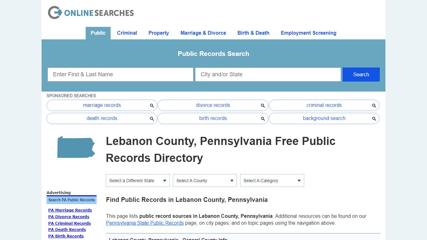 Lebanon County, Pennsylvania Public Records Directory