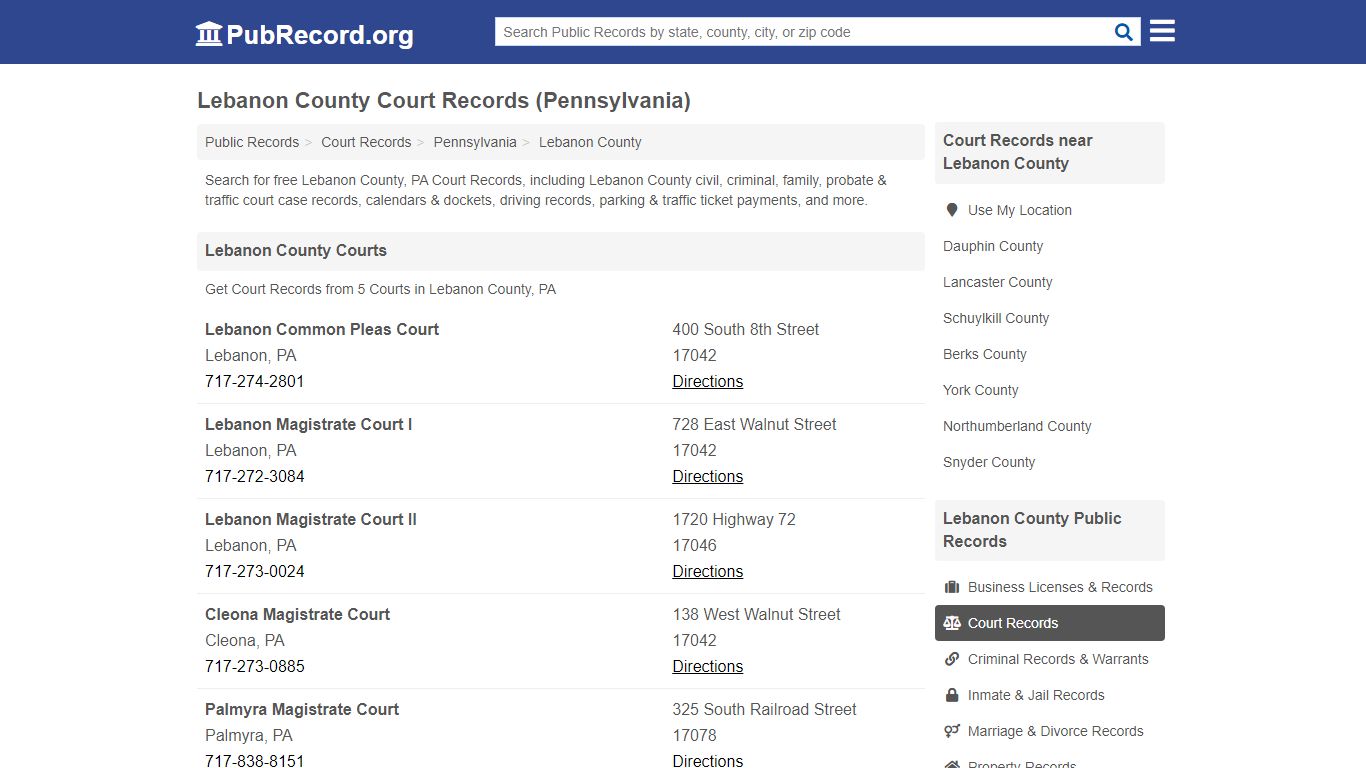 Lebanon County Court Records (Pennsylvania) - Free Public Records Search